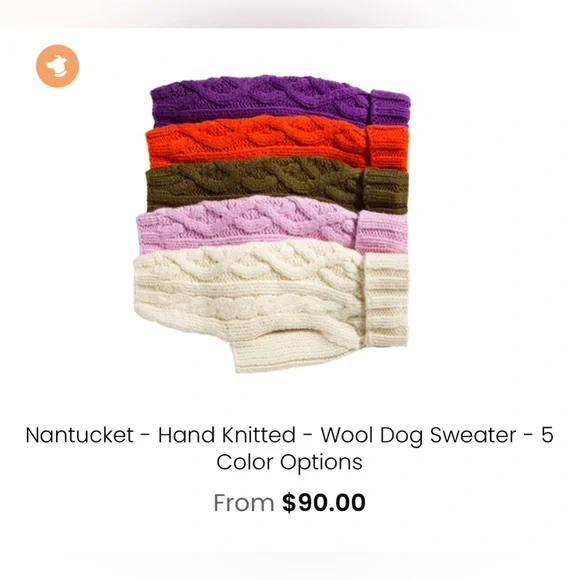 Canine Styles Nantucket Hand Knit Wool Dog Sweater - Pink - Picture 8 of 8